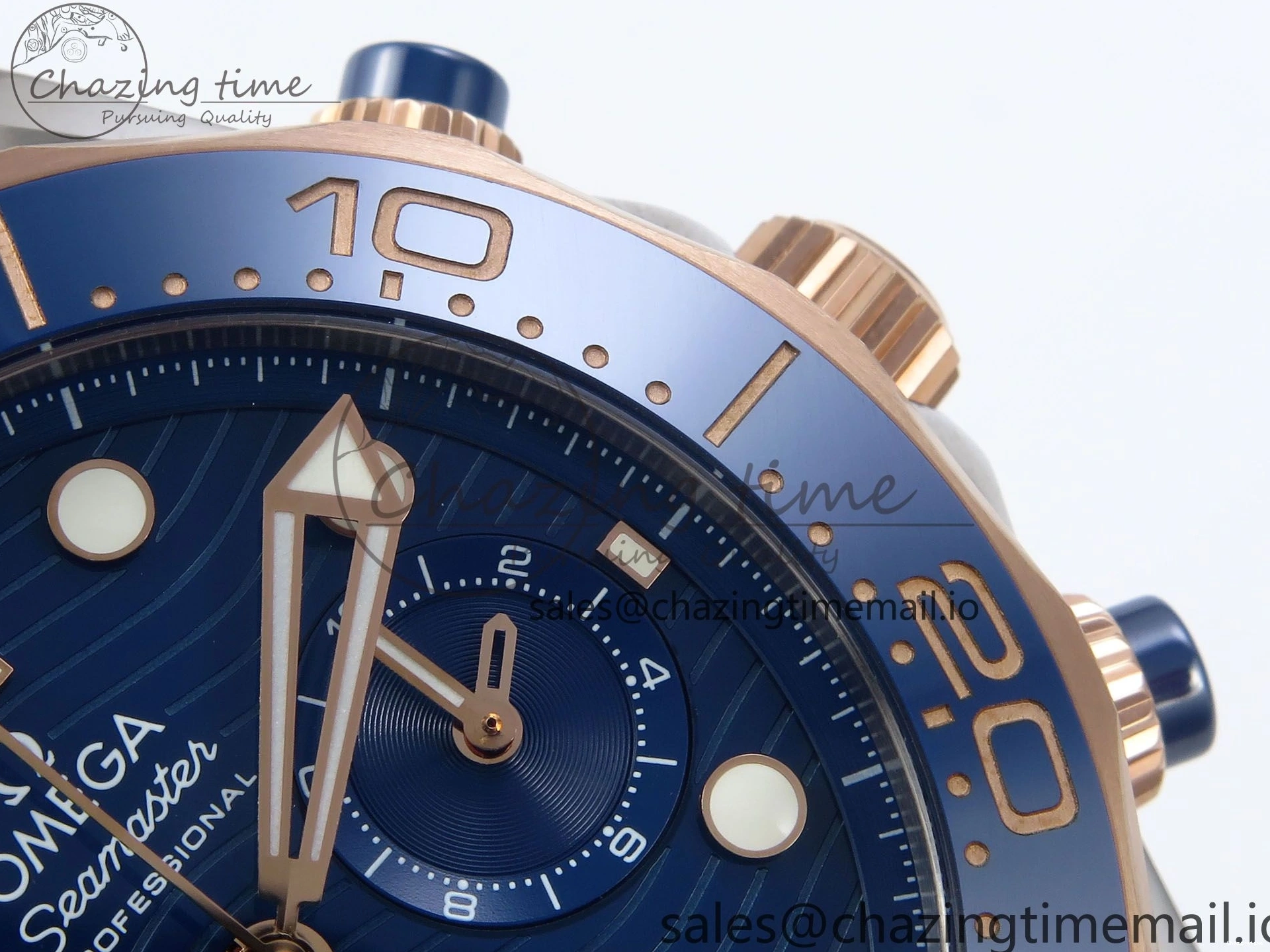 0131 Seamaster 300m Chrono SS RG OMF 1:1 Best Edition Blue Dial on SS RG Bracelet A Timeless 7686